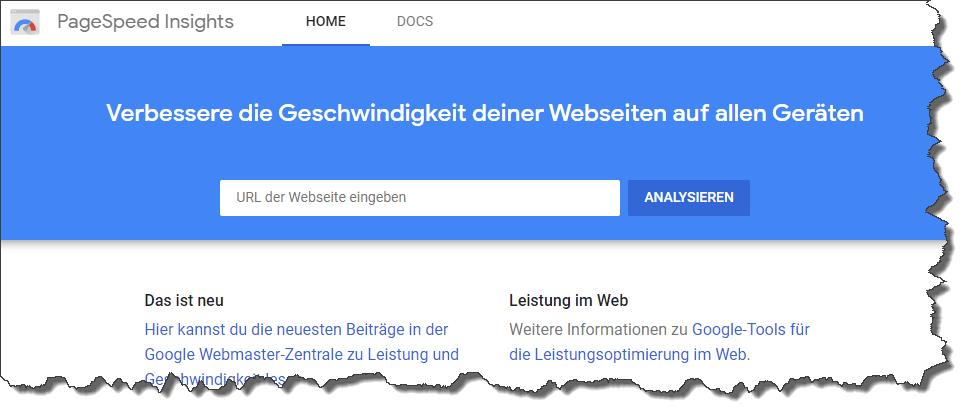 Webseiten-Performance testen mit Google PageSpeed Insights