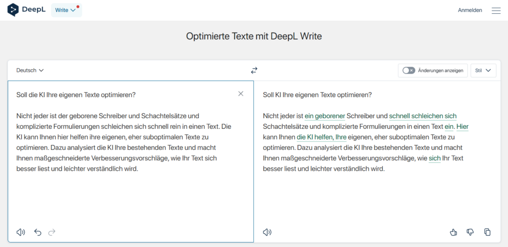 KI-Textoptimerung mit DeeplWriter