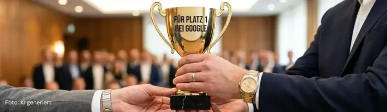 Pokalübergabe für Platz 1 bei Google